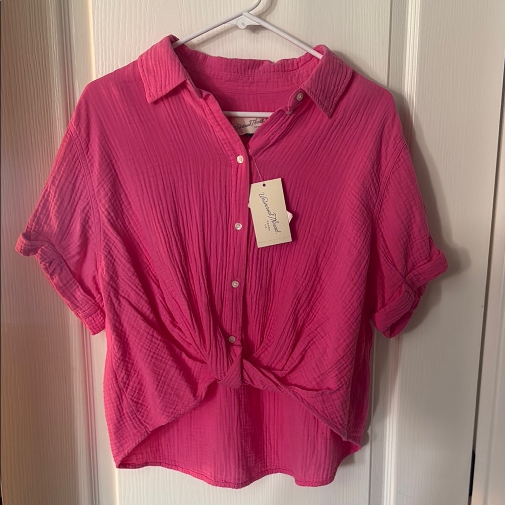 Pink Button-Up Women's Top
